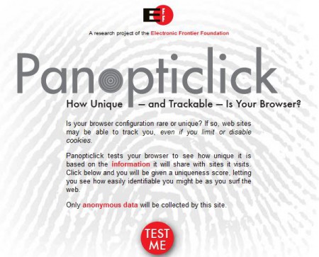 Panopticlick : Nje projekt hulumtimi i Electronic Frontier Foundation  