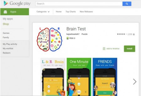 Brain Test per Android permban Malware